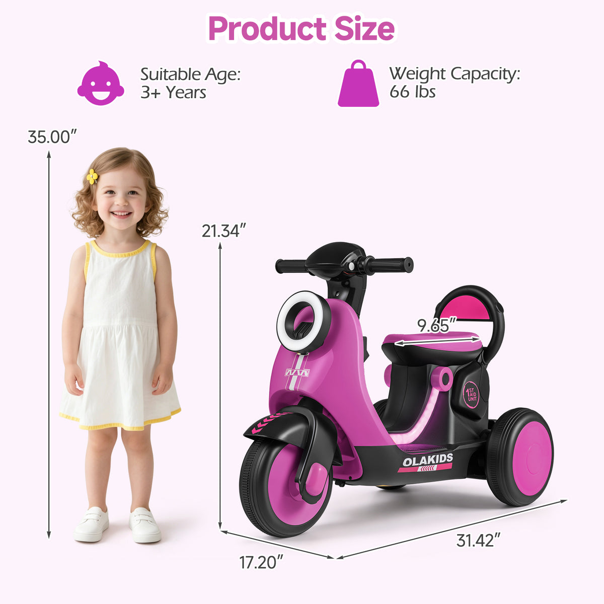 OLAKIDS 6V Electric Motorcycle for Kids