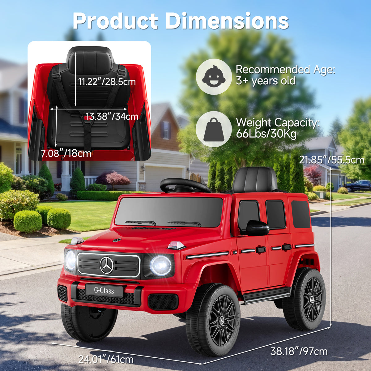 OLAKIDS 12V Licensed Mercedes-Benz G580 Electric Car for Kids 3+ Y