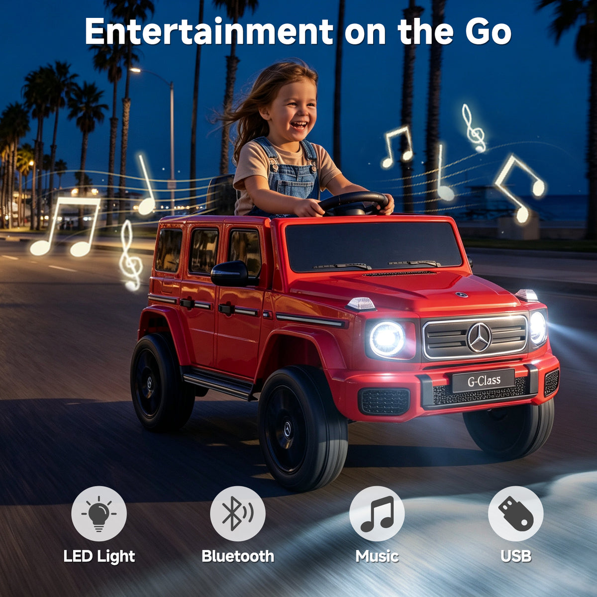 OLAKIDS 12V Licensed Mercedes-Benz G580 Electric Car for Kids 3+ Y