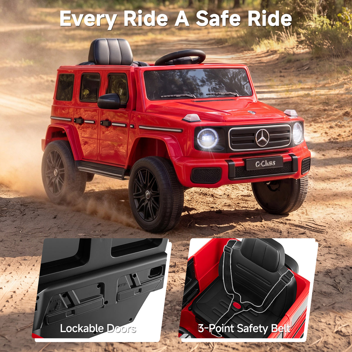 OLAKIDS 24V Licensed Mercedes-Benz G580 Electric Car for Kids 3+ Y