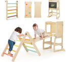 Olakids Pikler Triangle Set 8 in 1 Climbing Toys for Toddlers Foldable Wood Montessori Jungle Gym