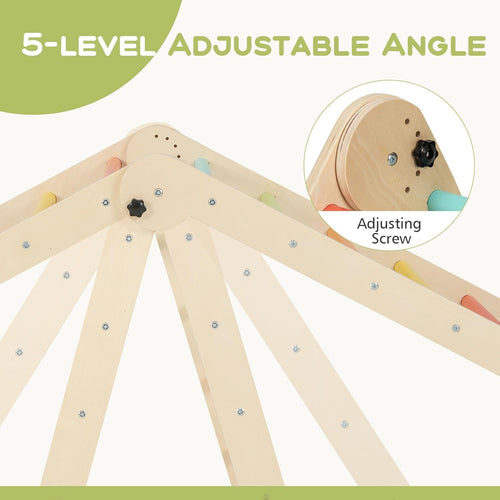 Olakids Pikler Triangle Set 8 in 1 Climbing Toys for Toddlers Foldable Wood Montessori Jungle Gym