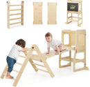 Olakids Pikler Triangle Set 8 in 1 Climbing Toys for Toddlers Foldable Wood Montessori Jungle Gym