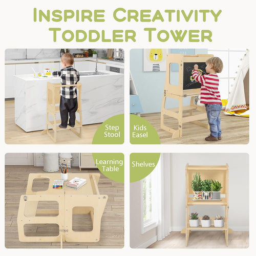 Olakids Pikler Triangle Set 8 in 1 Climbing Toys for Toddlers Foldable Wood Montessori Jungle Gym