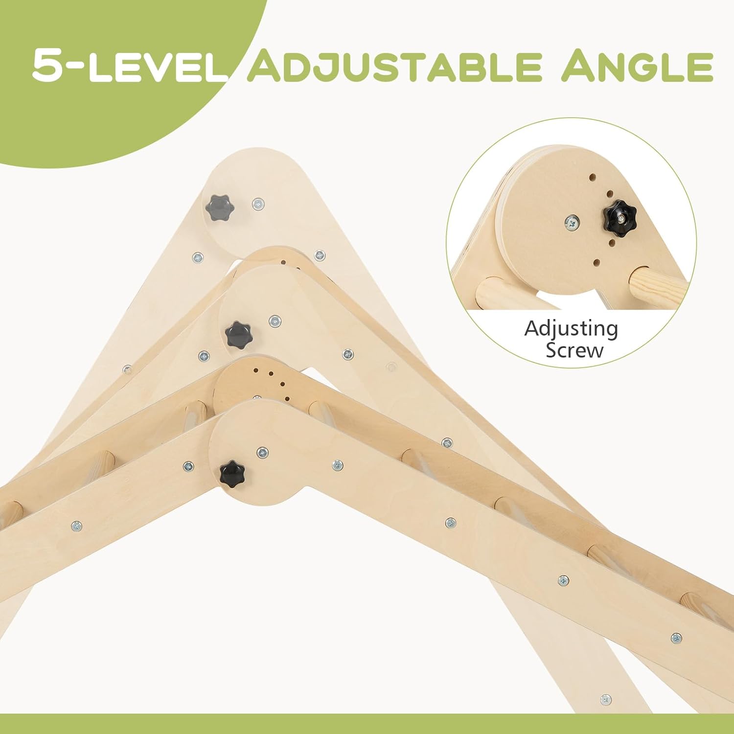 Olakids Pikler Triangle Set 8 in 1 Climbing Toys for Toddlers Foldable Wood Montessori Jungle Gym