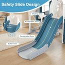 OLAKIDS 5 in 1 Bus Themed Toddler Slide & Swing Set with Climber, Basketball Hoop & Playhouse