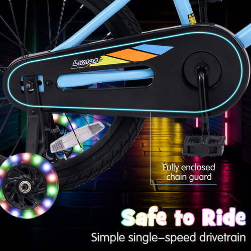 OLAKIDS Kids Bike with LED Lights & Training Wheels, Adjustable Bicycle for Toddlers
