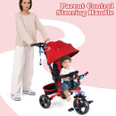 OLAKIDS Kids Tricycle, 6 in 1 Stroll Trike with Adjustable Push Handle Suitable for 10 Months to 5 Years