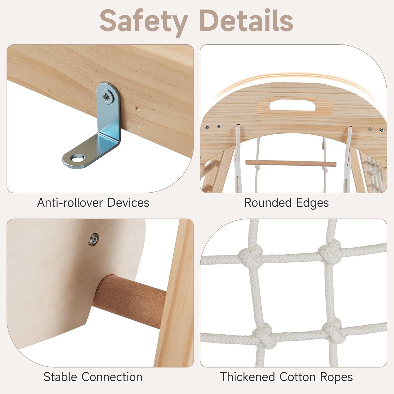 OLAKIDS 8 in 1 Wooden Montessori Indoor Jungle Gym with Swing, Slide, Ramp & Climbing Accessories