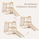 OLAKIDS 8 in 1 Wooden Montessori Indoor Jungle Gym with Swing, Slide, Ramp & Climbing Accessories