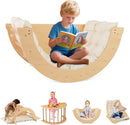 OLAKIDS Wooden Arch Climber Rocker with Soft Cushion, 6 in 1 Montessori Climbing Toys for Toddlers