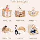 OLAKIDS Wooden Arch Climber Rocker with Soft Cushion, 6 in 1 Montessori Climbing Toys for Toddlers