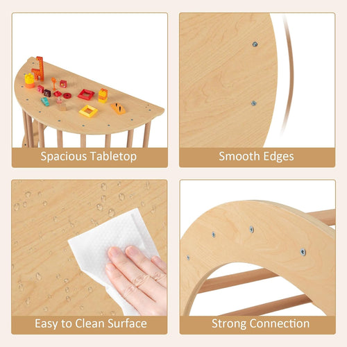 OLAKIDS Wooden Arch Climber Rocker with Soft Cushion, 6 in 1 Montessori Climbing Toys for Toddlers