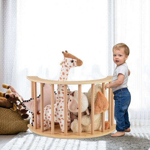 OLAKIDS Wooden Arch Climber Rocker with Soft Cushion, 6 in 1 Montessori Climbing Toys for Toddlers