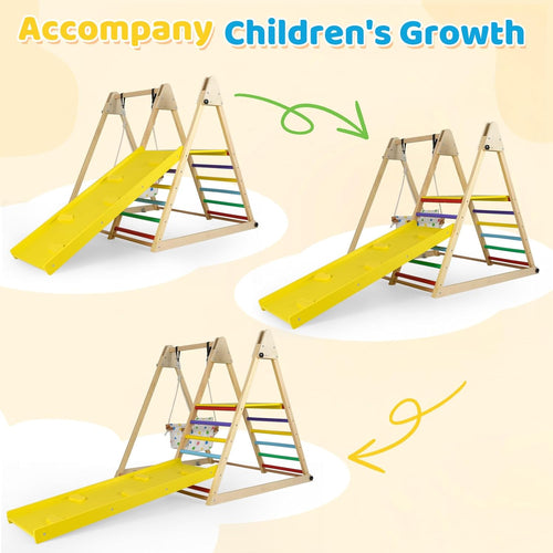 OLAKIDS Indoor Jungle Gym, 3 in 1 Wooden Foldable Montessori Toddler Climbing Toys