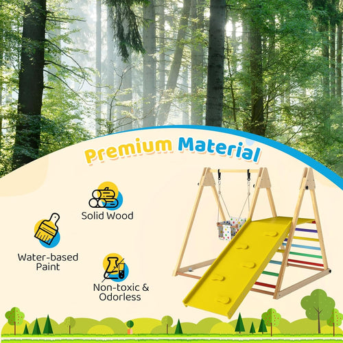 OLAKIDS Indoor Jungle Gym, 3 in 1 Wooden Foldable Montessori Toddler Climbing Toys