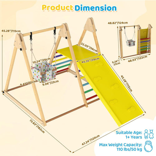 OLAKIDS Indoor Jungle Gym, 3 in 1 Wooden Foldable Montessori Toddler Climbing Toys