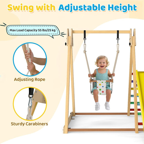 OLAKIDS Indoor Jungle Gym, 3 in 1 Wooden Foldable Montessori Toddler Climbing Toys