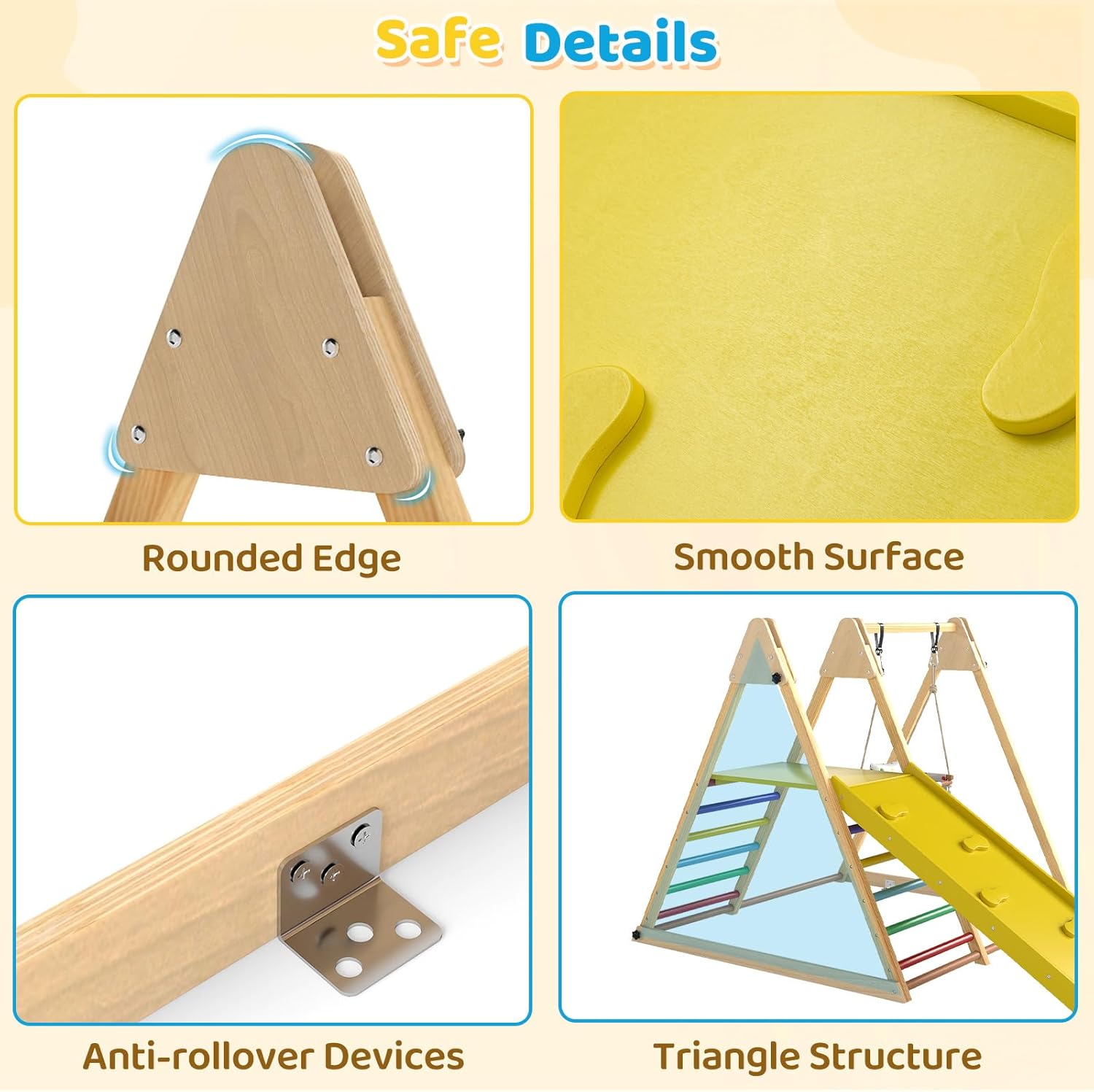 OLAKIDS Indoor Jungle Gym, 3 in 1 Wooden Foldable Montessori Toddler Climbing Toys