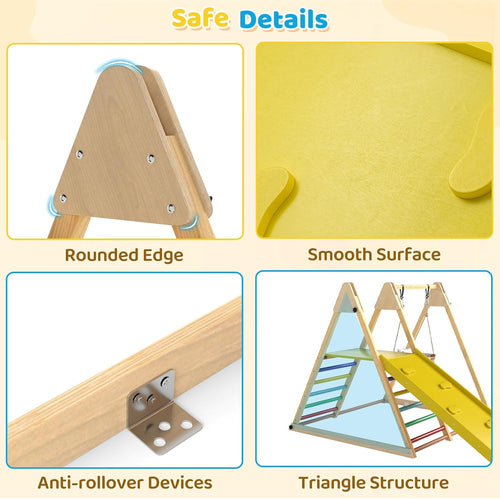 OLAKIDS Indoor Jungle Gym, 3 in 1 Wooden Foldable Montessori Toddler Climbing Toys