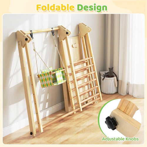 OLAKIDS Indoor Jungle Gym, 3 in 1 Wooden Foldable Montessori Toddler Climbing Toys
