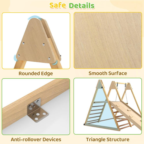 OLAKIDS Indoor Jungle Gym, 3 in 1 Wooden Foldable Montessori Toddler Climbing Toys