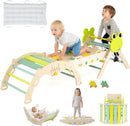 OLAKIDS 13-in-1 Frog Pikler Triangle Set, Foldable Wooden Montessori Climber with Cushion