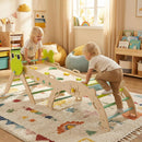 OLAKIDS 13-in-1 Frog Pikler Triangle Set, Foldable Wooden Montessori Climber with Cushion