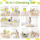 OLAKIDS 13-in-1 Frog Pikler Triangle Set, Foldable Wooden Montessori Climber with Cushion