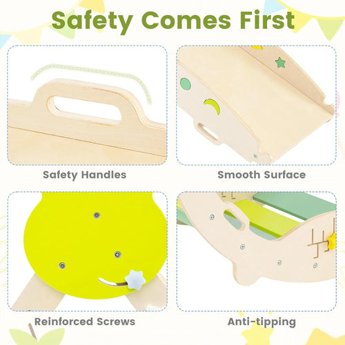 OLAKIDS 13-in-1 Frog Pikler Triangle Set, Foldable Wooden Montessori Climber with Cushion