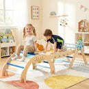 Olakids Pikler Triangle Set, 13 in 1 Astronaut Theme Foldable Wooden Montessori Toddler Climbing Toys
