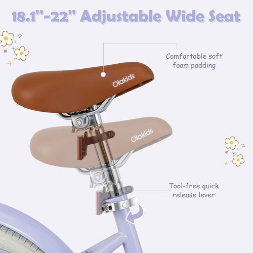 OLAKIDS Kids Bike 12/14/16/18 Inch with Training Wheels & Basket for Ages 3-8  (20 Inch without traninning wheels)