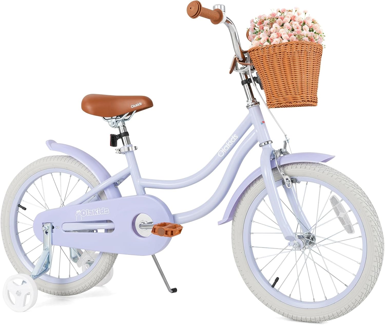 OLAKIDS Kids Bike 12/14/16/18 Inch with Training Wheels & Basket for Ages 3-8  (20 Inch without traninning wheels)