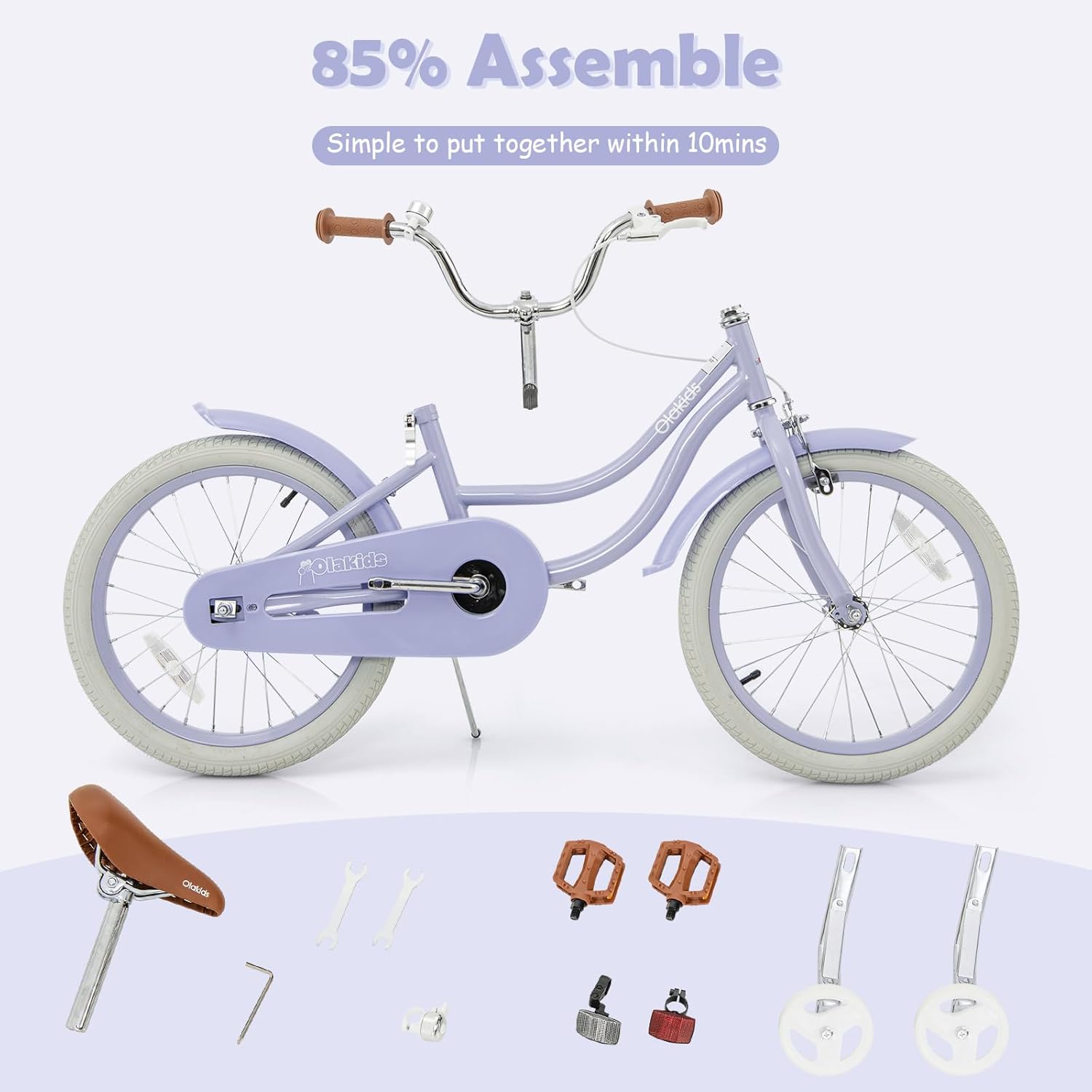 OLAKIDS Kids Bike 12/14/16/18 Inch with Training Wheels & Basket for Ages 3-8