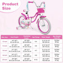 Olakids Kids Bike, 12 14 16 18 20 Inch Mermaid Theme Girls Bicycle with Training Wheels