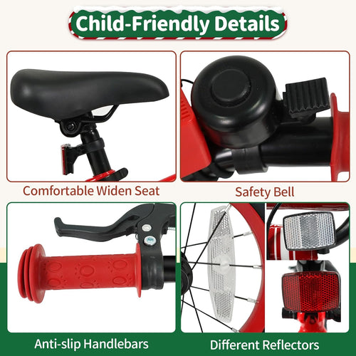 OLAKIDS Christmas Theme Kids Bike 12/14/16/18 Inch with Training Wheels & Music Box