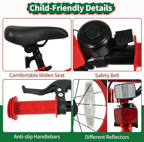 OLAKIDS Christmas Theme Kids Bike 12/14/16/18 Inch with Training Wheels & Music Box