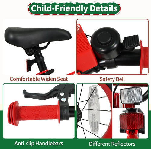 OLAKIDS Christmas Theme Kids Bike 12/14/16/18 Inch with Training Wheels & Music Box