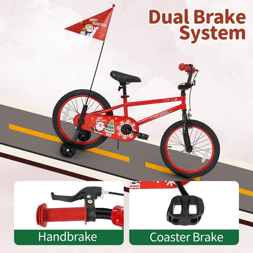 OLAKIDS Christmas Theme Kids Bike 12/14/16/18 Inch with Training Wheels & Music Box