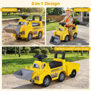 OLAKIDS 3-in-1 Ride on Bulldozer with Adjustable Bucket, Detachable Trailer, Under Seat Storage Pretend Play Excavator Construction Car for Toddlers