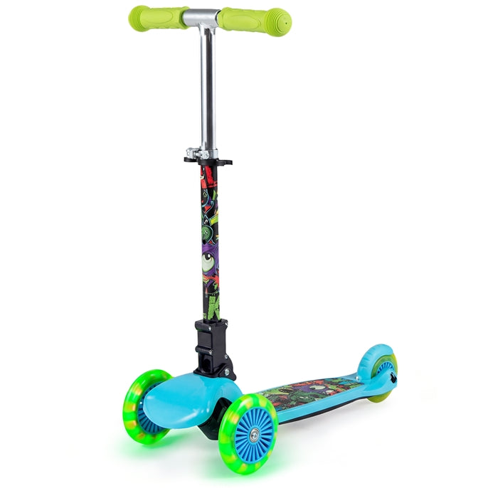 OLAKIDS 3-Wheel Kids Scooter, LED Wheels, Adjustable Handlebar, Lean-to-Steer, Rear Brake, Anti-Slip Deck, Ages 2-5