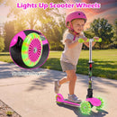OLAKIDS 3-Wheel Kids Scooter, LED Wheels, Adjustable Handlebar, Lean-to-Steer, Rear Brake, Anti-Slip Deck, Ages 2-5