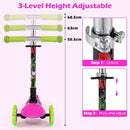 OLAKIDS 3-Wheel Kids Scooter, LED Wheels, Adjustable Handlebar, Lean-to-Steer, Rear Brake, Anti-Slip Deck, Ages 2-5