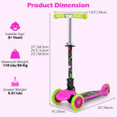 OLAKIDS 3-Wheel Kids Scooter, LED Wheels, Adjustable Handlebar, Lean-to-Steer, Rear Brake, Anti-Slip Deck, Ages 2-5