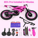Olakids 12/16 Inch Motorcycle Kids BMX Bike with Light Training Wheels & Suspension