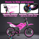 Olakids 12/16 Inch Motorcycle Kids BMX Bike with Light Training Wheels & Suspension