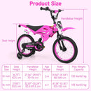 Olakids 12/16 Inch Motorcycle Kids BMX Bike with Light Training Wheels & Suspension