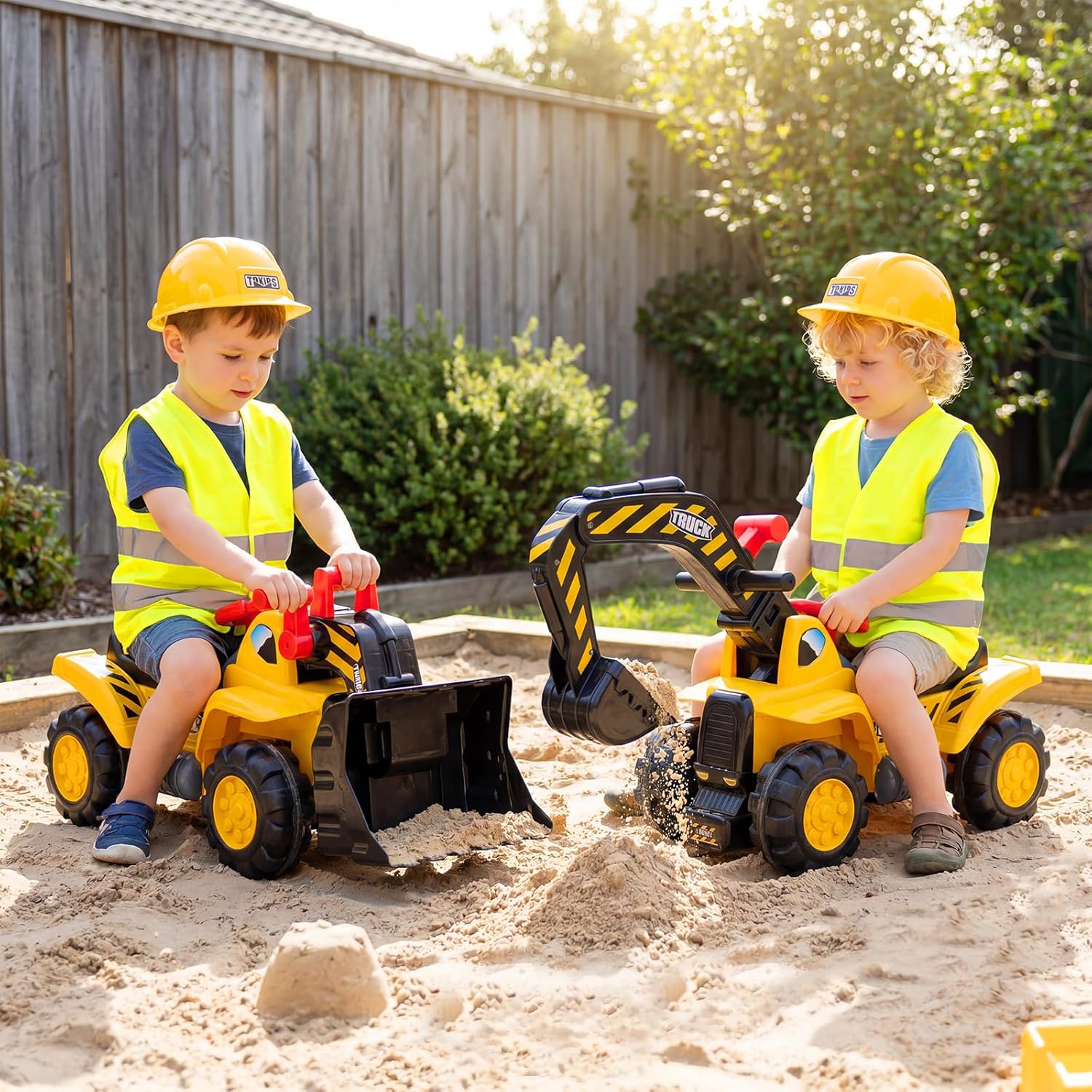 OLAKIDS 3-in-1 Ride On Excavator & Bulldozer, Construction Vehicles for Toddlers Boys and Girls