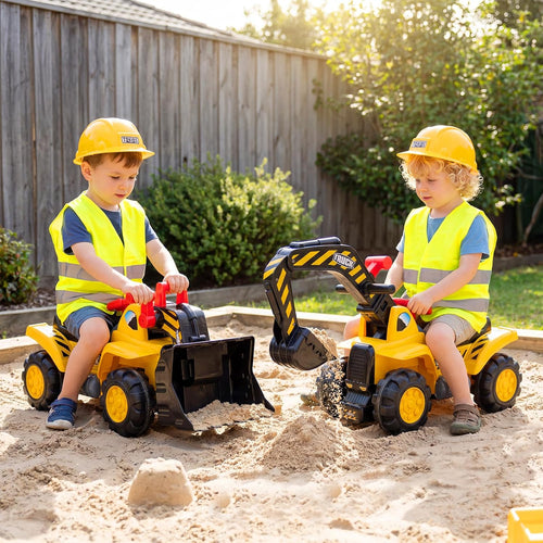 OLAKIDS 3-in-1 Ride On Excavator & Bulldozer, Construction Vehicles for Toddlers Boys and Girls