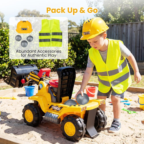 OLAKIDS 3-in-1 Ride On Excavator & Bulldozer, Construction Vehicles for Toddlers Boys and Girls